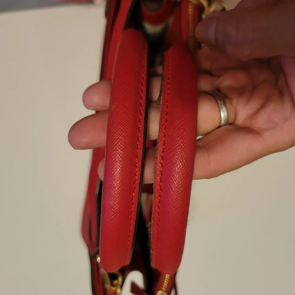 Michael‎ Kors Karla Red Leather Satchel w. Gold Hardware Office Siren Maximalist